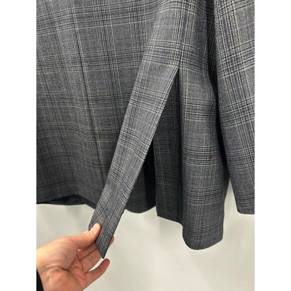 Tasso Elba Grey Purple Plaid Wool Blazer Sport Coat Jacket 46L 46 Long - Picture 5 of 9